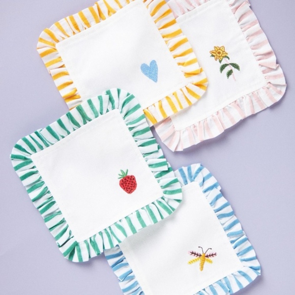 NWT Anthropologie Pernille Rosenkilde Set of four Cocktail Napkins